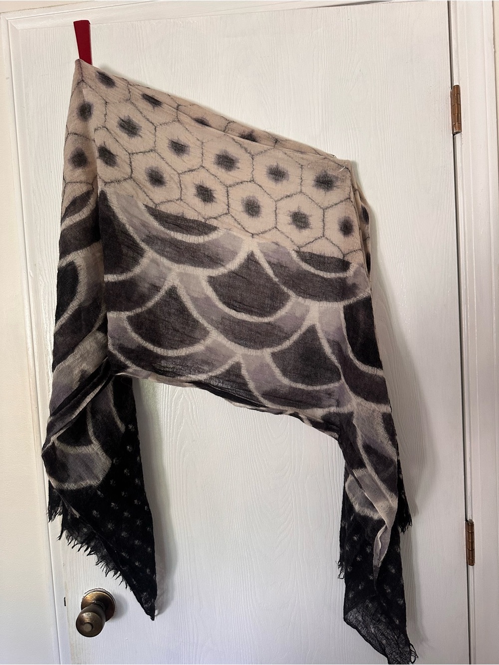 Gray and Cream Patterned Scarf- Neutral Design